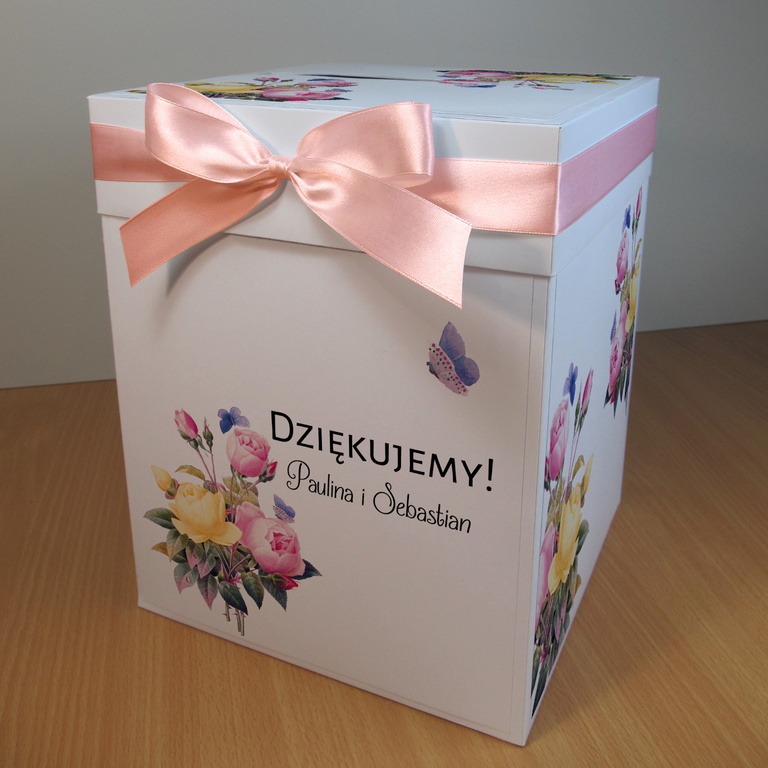 Pudełko na koperty ślubne z motywem róż