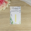 Karteczka po merci z drobnymi fioletowymi kwiatami