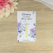 Karteczka na podziękowanie z czekoladką z motywem fioletowych kwiatów