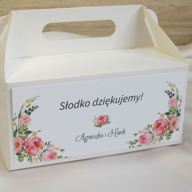 Pudełko na ciasto weselne - akwarelowe kwiaty (1)